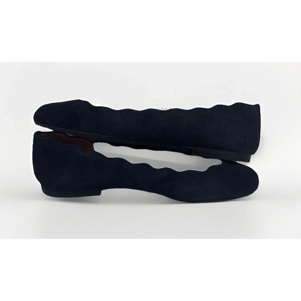 French Sole NY Jigsaw Ballet Flats Navy Blue Suede Women's Size 5.5M